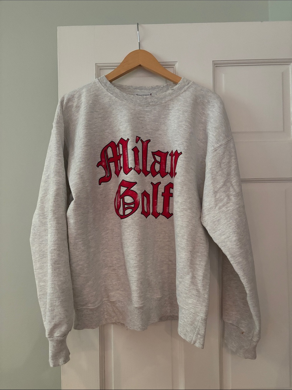 Milan Golf Gray Crewneck Sweatshirt with Red Logo